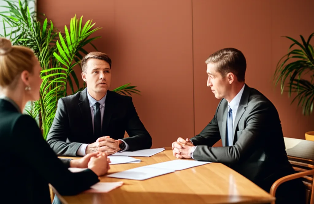 法人口座おすすめ比較19選！副業・マイクロ法人の銀行選び - 銀行窓口で書類を確認している担当者とスーツ姿の申込者が向き合っている場面