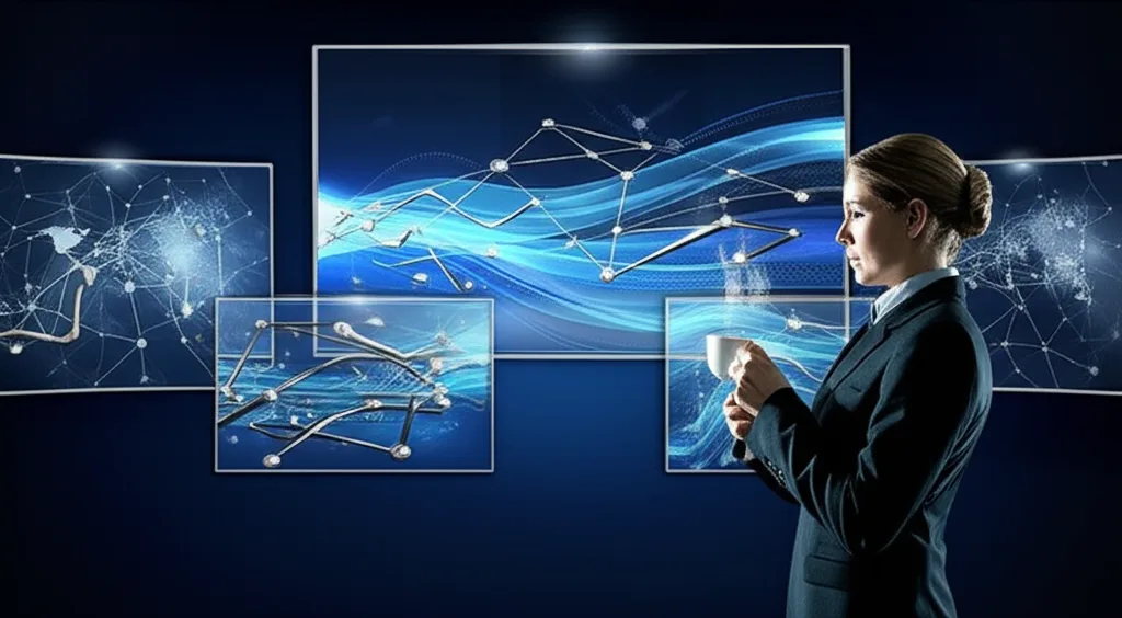 日銀利上げ「ギアシフト」で何が変わる?高年収層の資産防衛術 - 経済ニュースが流れるモニターの前でコーヒーを飲みながら考え込むビジネスパーソン