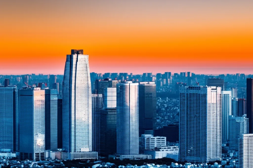 日銀利上げ「ギアシフト」で何が変わる?高年収層の資産防衛術 - 都心の高層マンション群と夕暮れのオレンジ色に染まる東京スカイライン