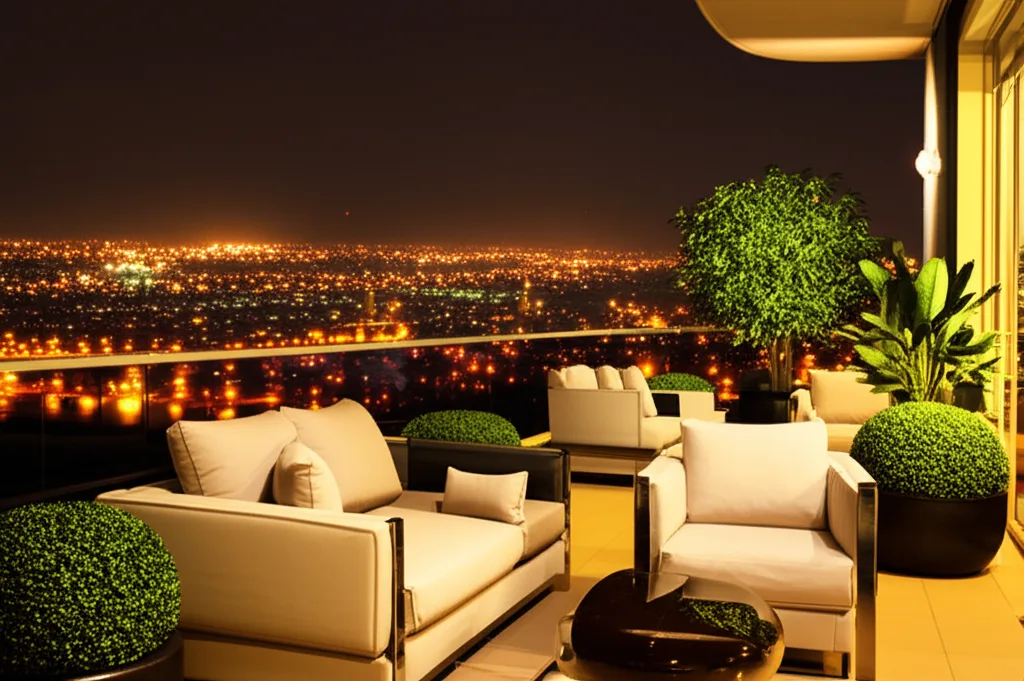 日銀政策金利0.75%維持｜長期金利上昇が不動産ローンに与える影響と対策 - 都市の夜景を見下ろす高層マンションのバルコニーと、遠くに広がる夜の街並み