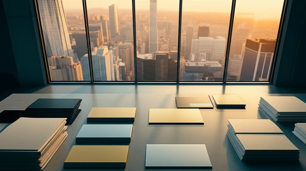 不動産投資ローン2026｜高属性が狙うべき銀行と審査攻略 - 複数の銀行カードとローン書類が並んだデスクの俯瞰ショット