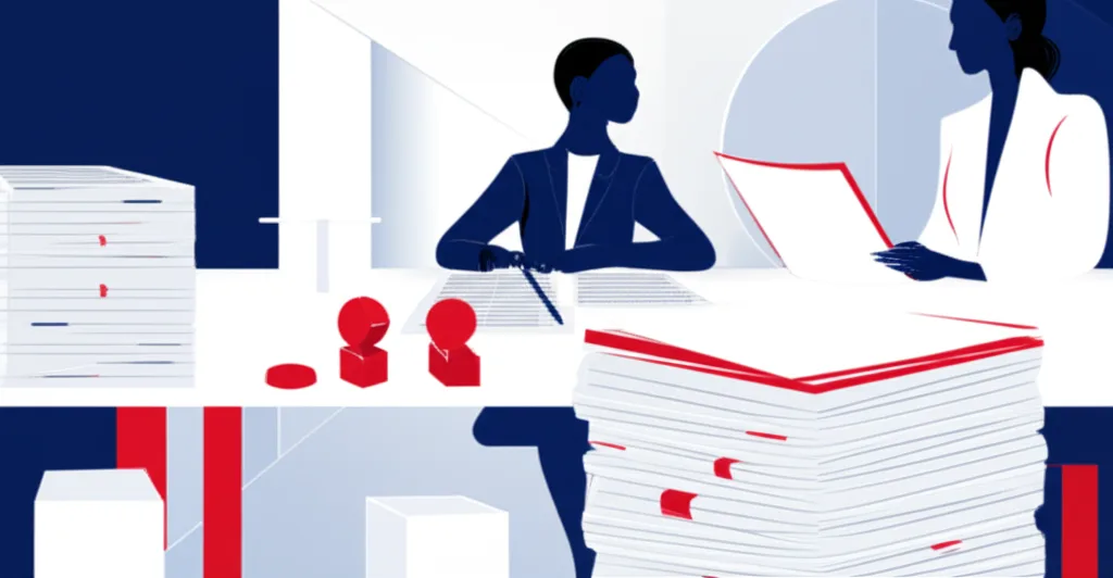 不動産投資の法人化:サブリース vs 所有型の選び方 - 明るいオフィスで税務書類を広げ、電卓を叩く税理士と相談するビジネスパーソン