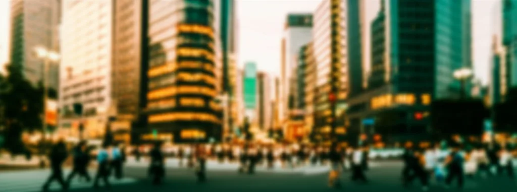 円安はいつまで続く?2026年見通しと資産防衛戦略 - 夕暮れ時の東京・渋谷の交差点付近、行き交う人々のシルエットと都市の光が混ざり合う幻想的な風景