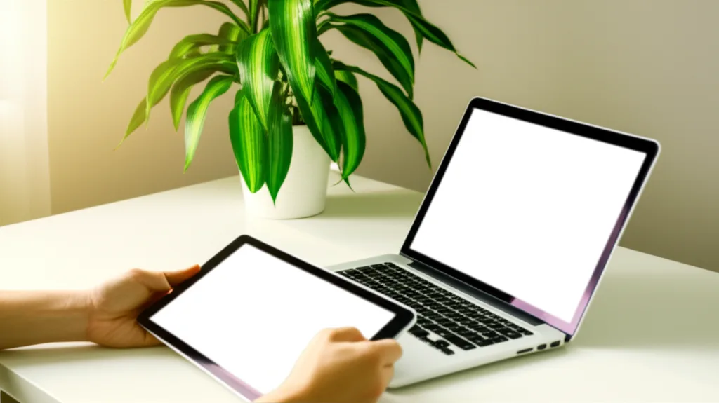 役職定年で年収半減でも逆転できる資産形成術 - 明るい自宅のデスクでノートパソコンを開き、計算機を操作する男性の手元