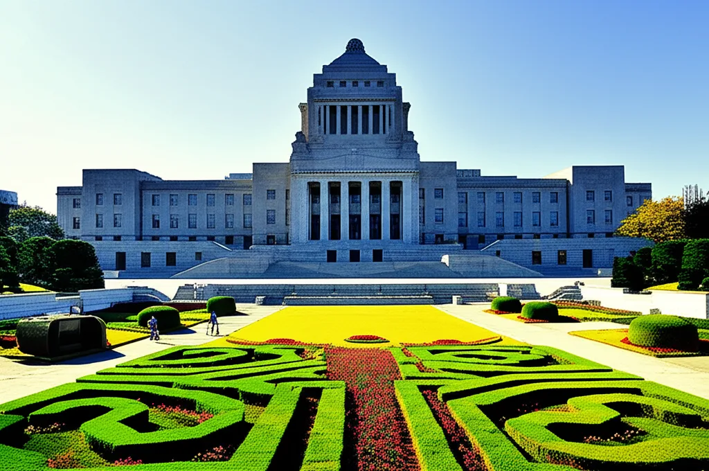 新NISA改正の重要ポイント3選｜枠拡大と恒久化の活かし方 - 国会議事堂の外観と青空を映した広角ショット、手前に整備された庭園が広がる