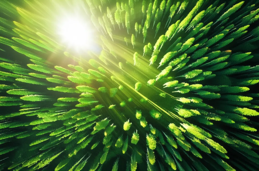 確定申告2026｜高所得者が直面する増税リスクと節税対策完全ガイド - 緑豊かな森林の中を光が差し込んでいる俯瞰シーン