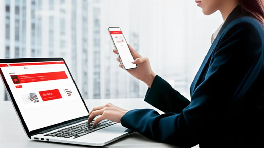 確定申告2026｜高所得者が直面する増税リスクと節税対策完全ガイド - 都市のカフェでラップトップとスマートフォンを同時に操作するスーツ姿の女性ビジネスパーソン