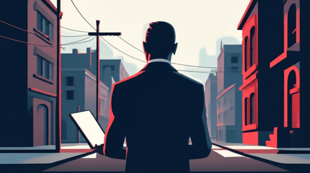 株の確定申告で国保が上がる？FIREを目指すなら知っておくべき節税の落とし穴 - 夕暮れ時の住宅街で、スマートフォンを手に立ち止まって考え込む40代男性の後ろ姿