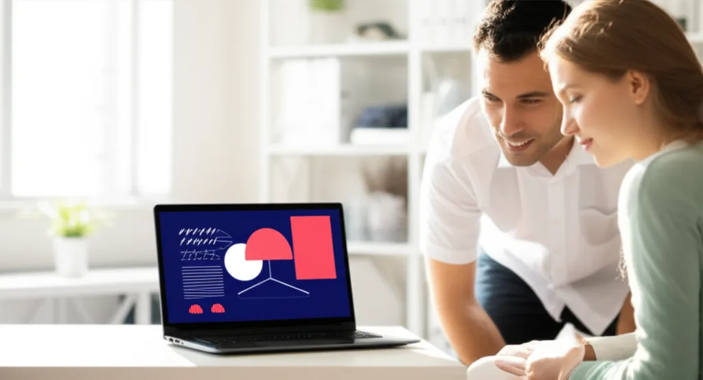 株の確定申告で国保が上がる？FIREを目指すなら知っておくべき節税の落とし穴 - 明るい自然光が差し込むリビングで、夫婦がノートPCを一緒に覗き込んでいる穏やかなシーン