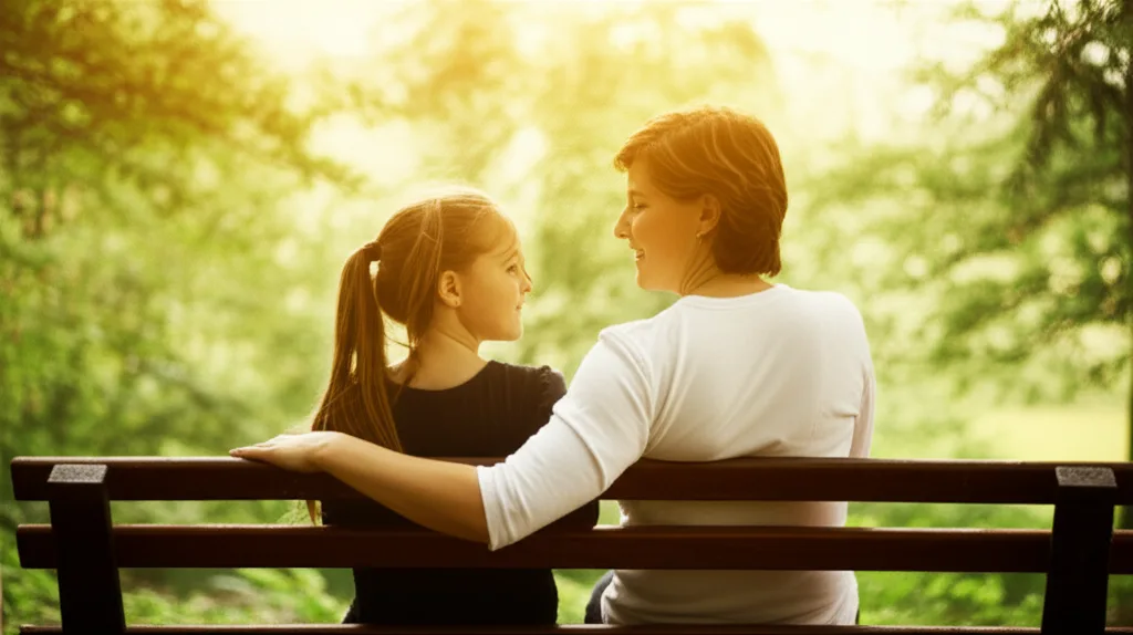 相続税対策の本質｜会社員が今すぐ始めるべき資産防衛の構造 - 公園のベンチで親子が並んで座り、穏やかに話しているシーン