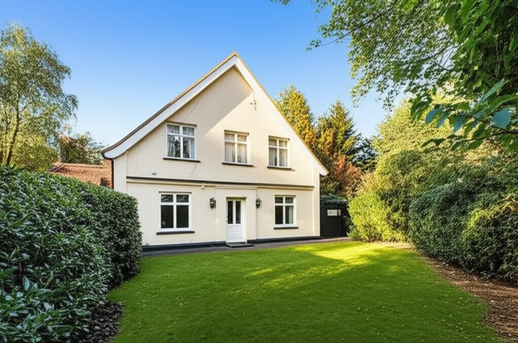 相続税対策の本質｜会社員が今すぐ始めるべき資産防衛の構造 - 閑静な住宅街の一戸建てと青空を映した穏やかな昼間の風景