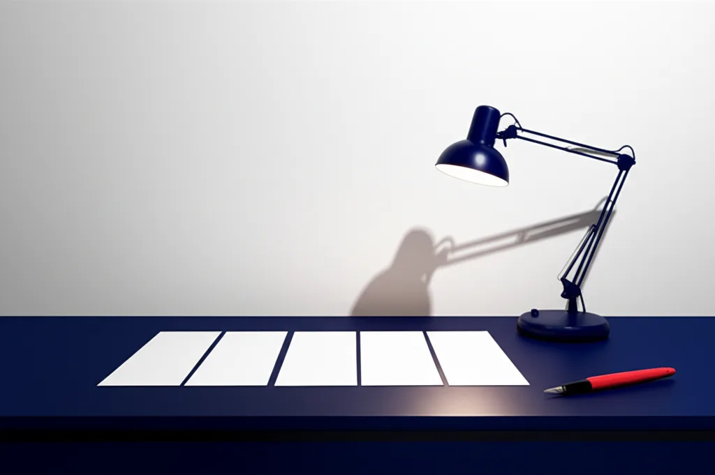 年金増額2026年、高所得者の手取りはどう変わるか - 白い壁の書斎で、デスクライトの下に広げられた書類と万年筆。集中した作業の雰囲気