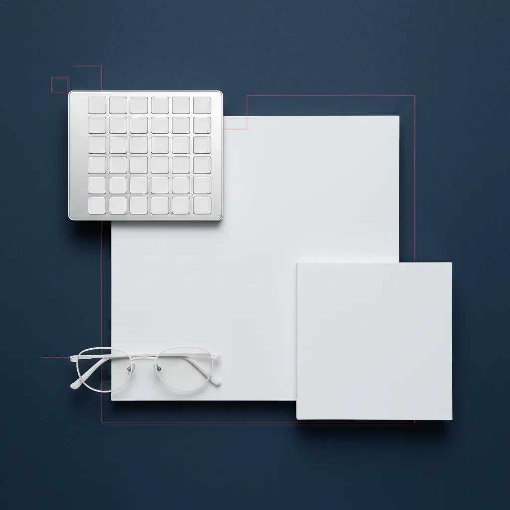 一人社長の節税と法人活用｜会社員が知るべき仕組みと実践 - デスクの上に積まれた書類と電卓、眼鏡が置かれた真上からの構図