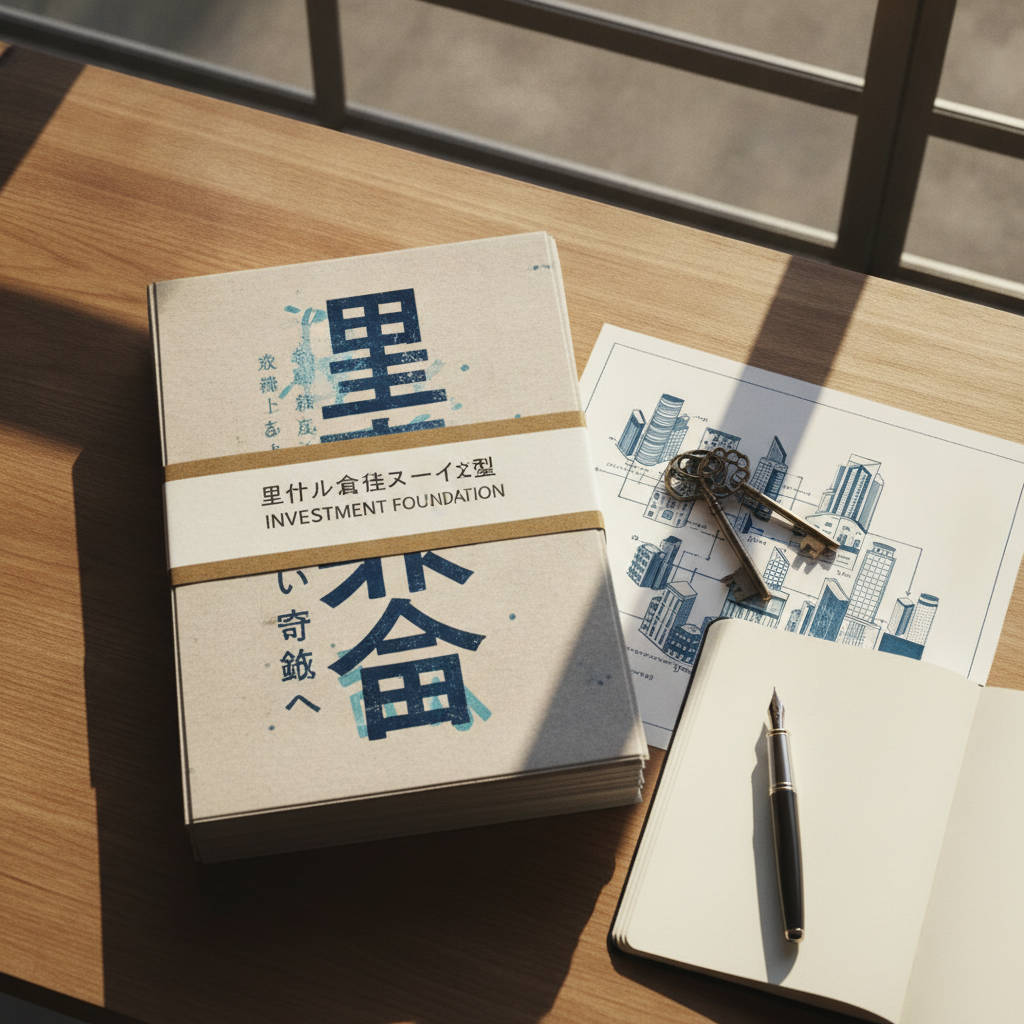アイキャッチ: 高所得の会社員が、デスクで年収・与信・時間・家族という4つのカードを並べて見比べているイメージ。各カードに数字が書かれ、どれを先に動かすか考えて...