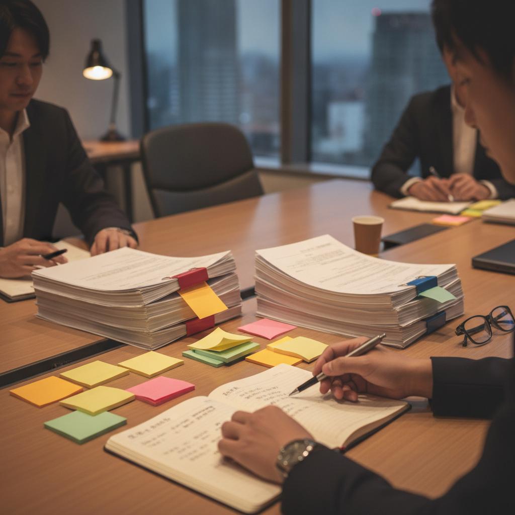 図解1: 所得税の累進カーブと手取りの伸び鈍化を示す折れ線グラフを眺める会社員のイメージ