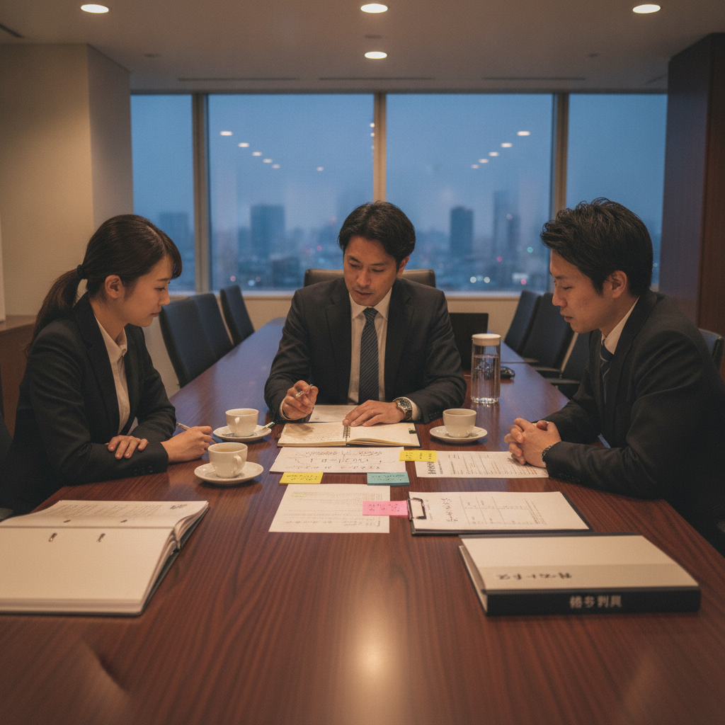 図解4: 海外輸出（フロー収入）と不動産投資（ストック資産）の二軸を図示したマップ——横軸に時間軸、縦軸に累積資産