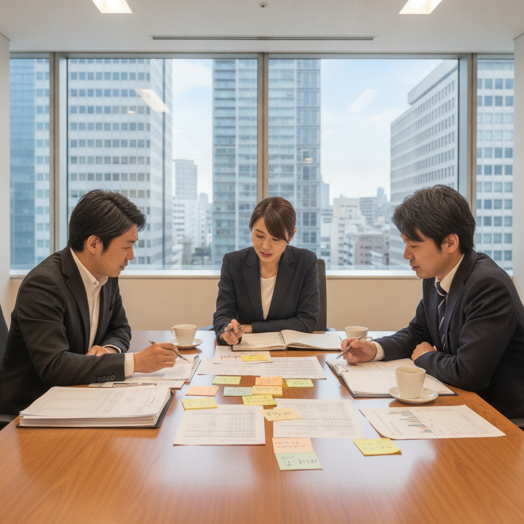 図解4: NISA・iDeCo・不動産・法人という4つの「器」を、大きさの違うグラスとして並べ、非課税・節税の水位を可視化したインフォグラフィック