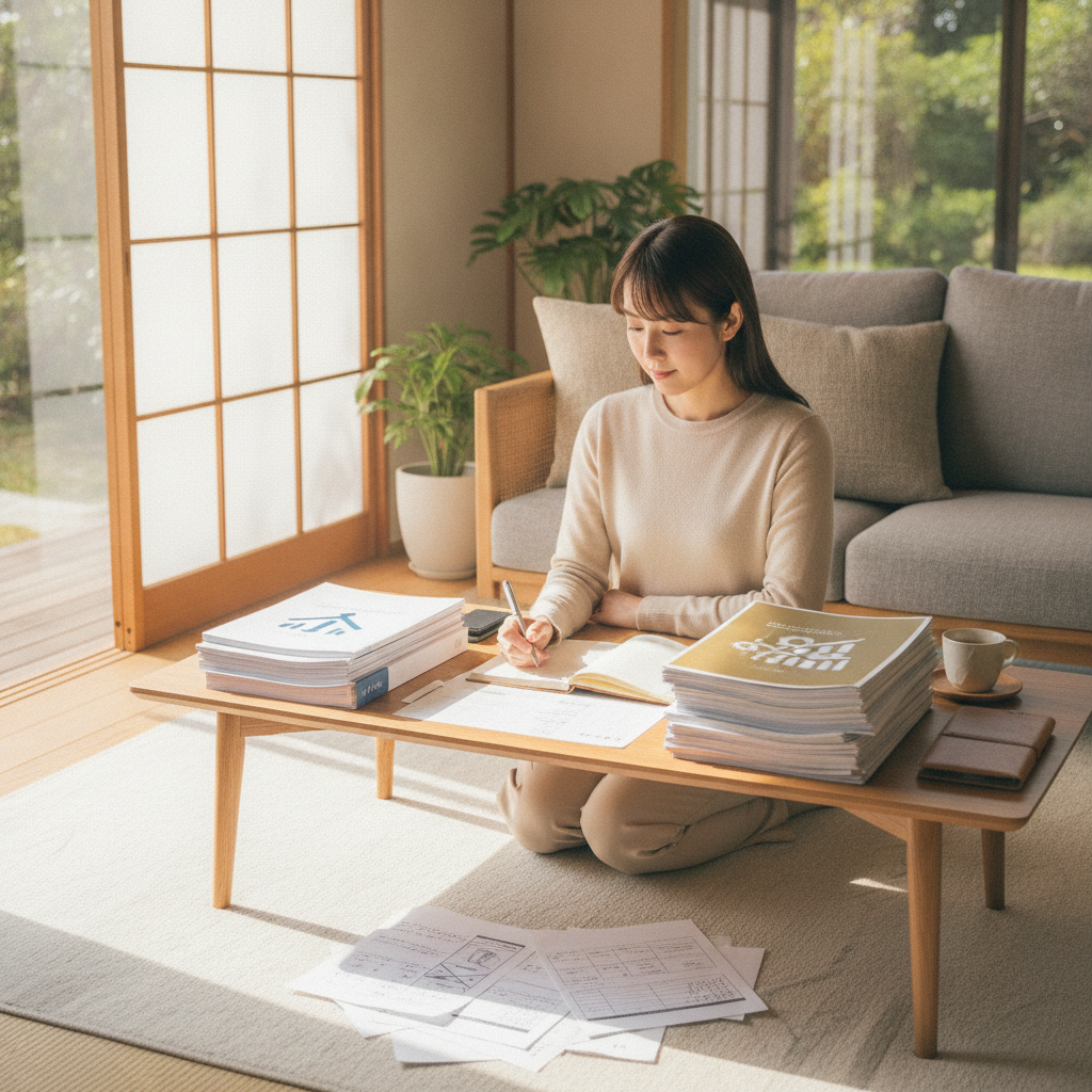 図解5: REIT・現物不動産・ハイブリッド型・株式の4つを「必要資金」「手間」「リスク」の3軸でマッピングした散布図