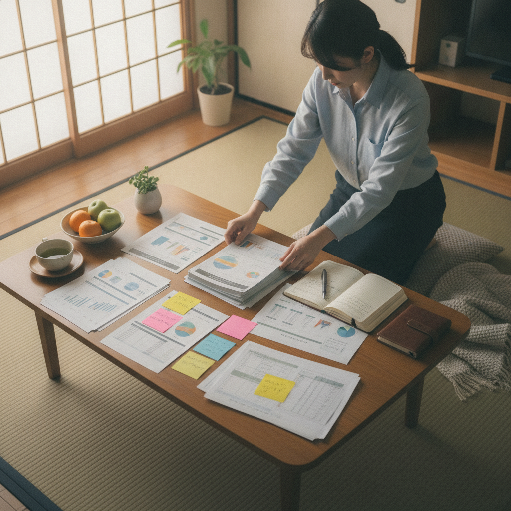図解5: 1週間168時間のタイムブロックに本業・副業・家族時間を色分けで配置し、繁忙期を避ける設計を示すカレンダー図